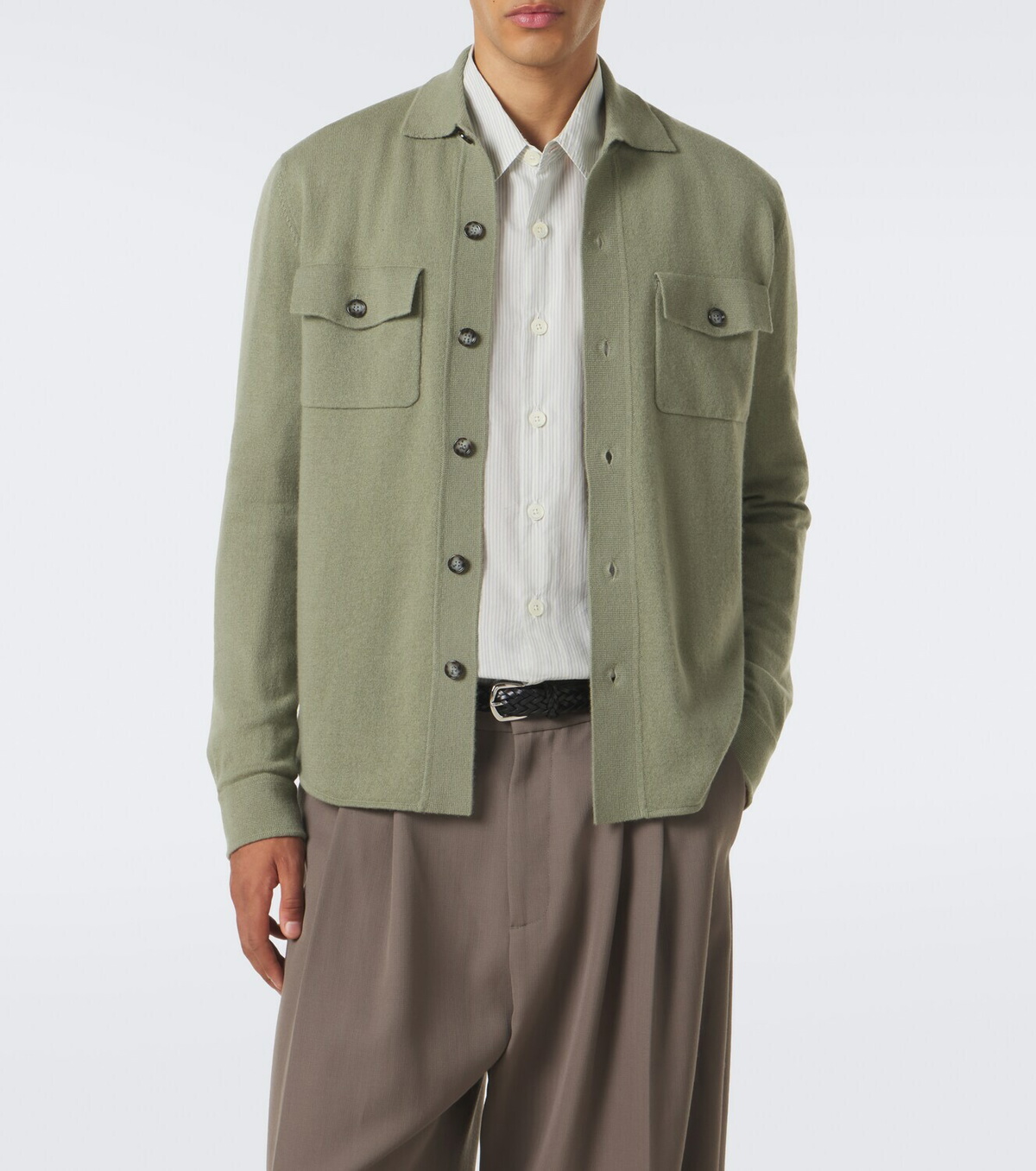 Allude Knitted wool and cashmere shirt
