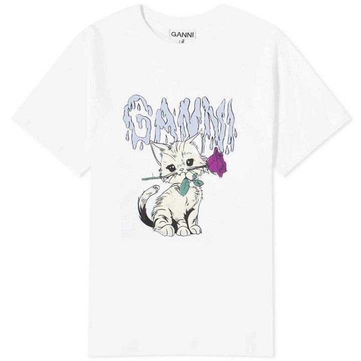 Photo: GANNI Women's Cat relaxed t-shirt in Bright White