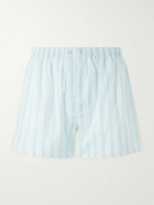 Derek Rose - Amalfi 22 Striped Cotton Boxer Shorts - Blue
