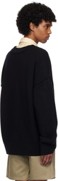 AMI Paris Black Wool Ami de Coeur Cardigan