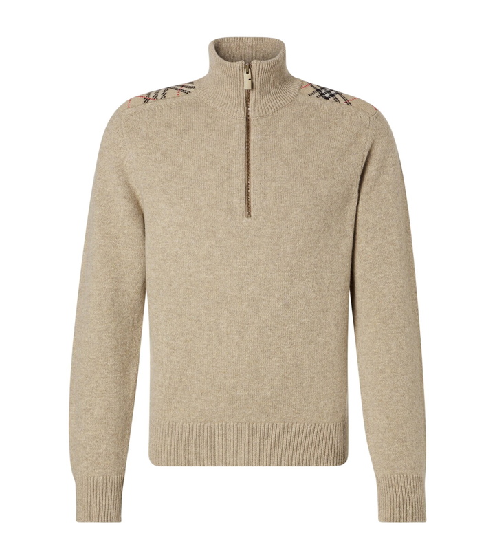 Photo: Burberry Burberry Check wool and cashmere half-zip sweater