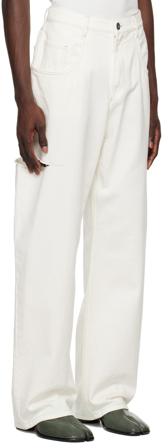 【関税込み】Maison Margiela ホワイト カットアウト ジーンズ SOLD OUT Maison Margiela Cut-out High Rise Straight Leg