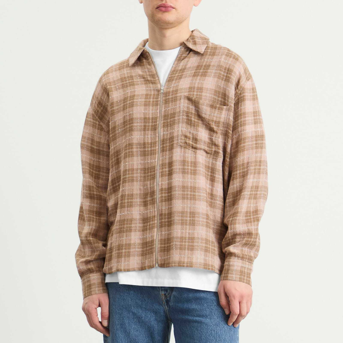 Won Hundred Men's Zayne Zip Overshirt in Ginger Snap