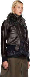 sacai Brown Leather Blouson Jacket