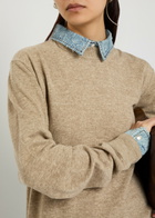 Acne Studios Layered Denim Shirt Wool Jumper Beige