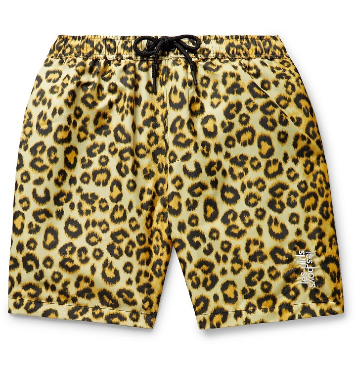 Photo: Les Girls Les Boys - Logo-Embroidered Leopard-Print Shell Swim Shorts - Animal print