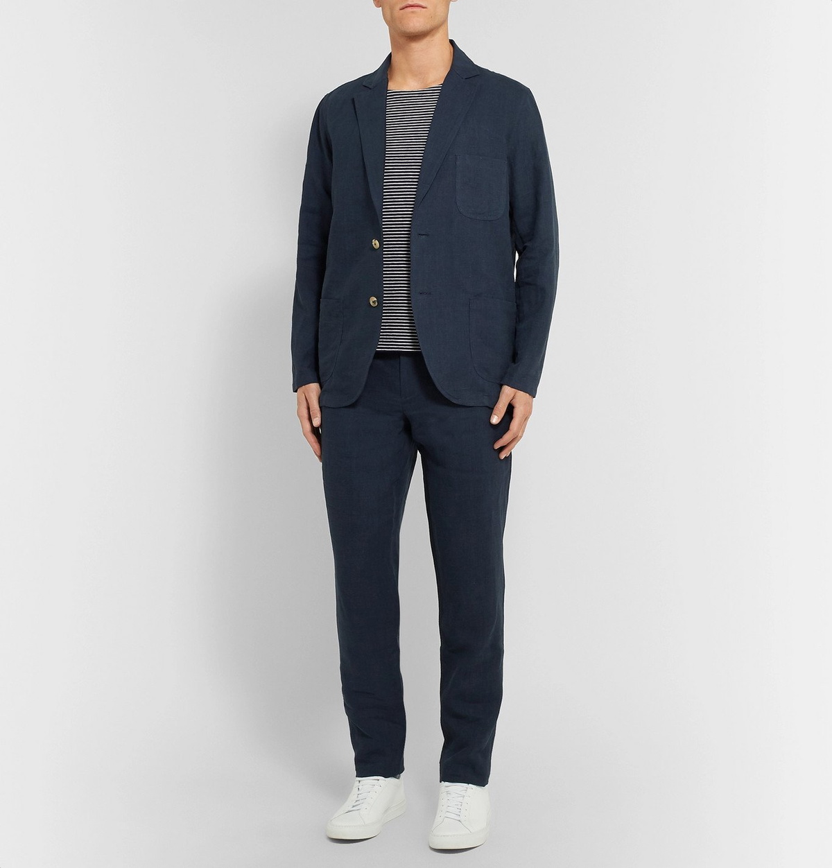 De Bonne Facture - Navy Brushed-Linen Suit Trousers - Blue De Bonne Facture