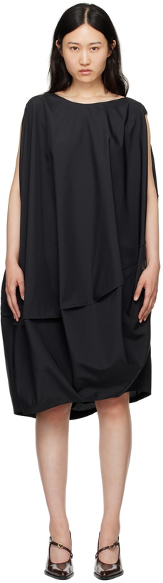 Photo: 132 5. ISSEY MIYAKE Black Bubble Solid Midi Dress