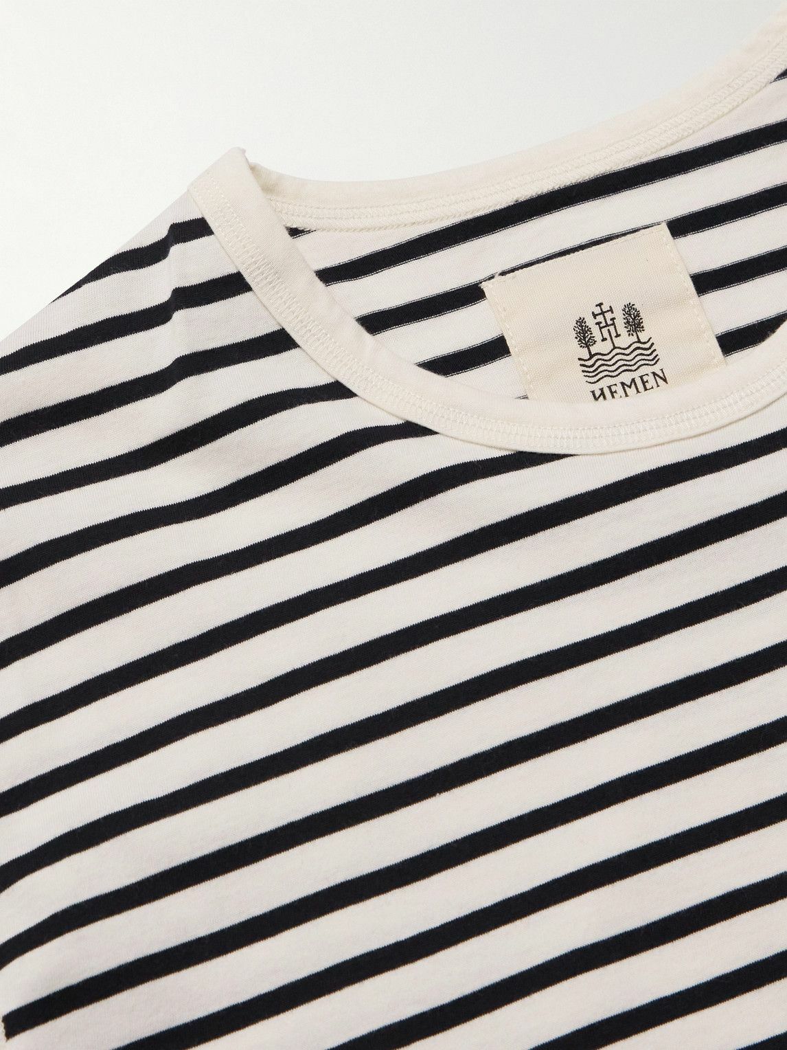 Hemen Biarritz - Dani Striped Organic Cotton-Jersey T-Shirt - Blue