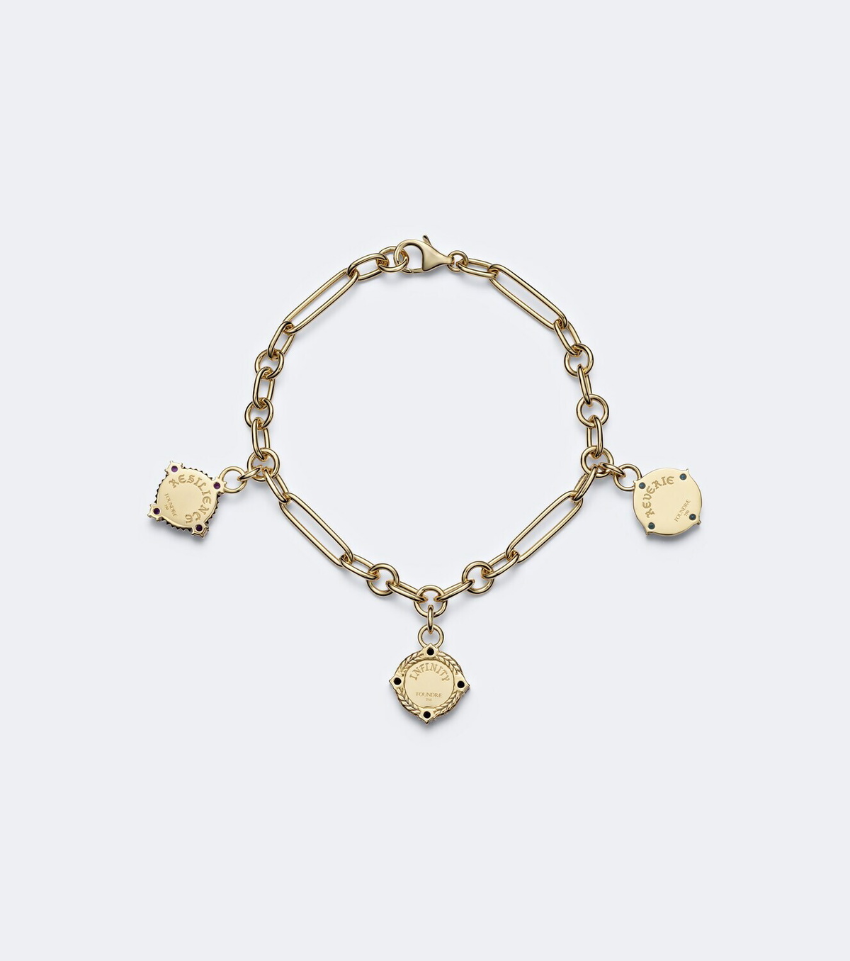 FoundRae Infinite Gratitude, Reverie, and Blossoms 18kt gold bracelet with gemstones