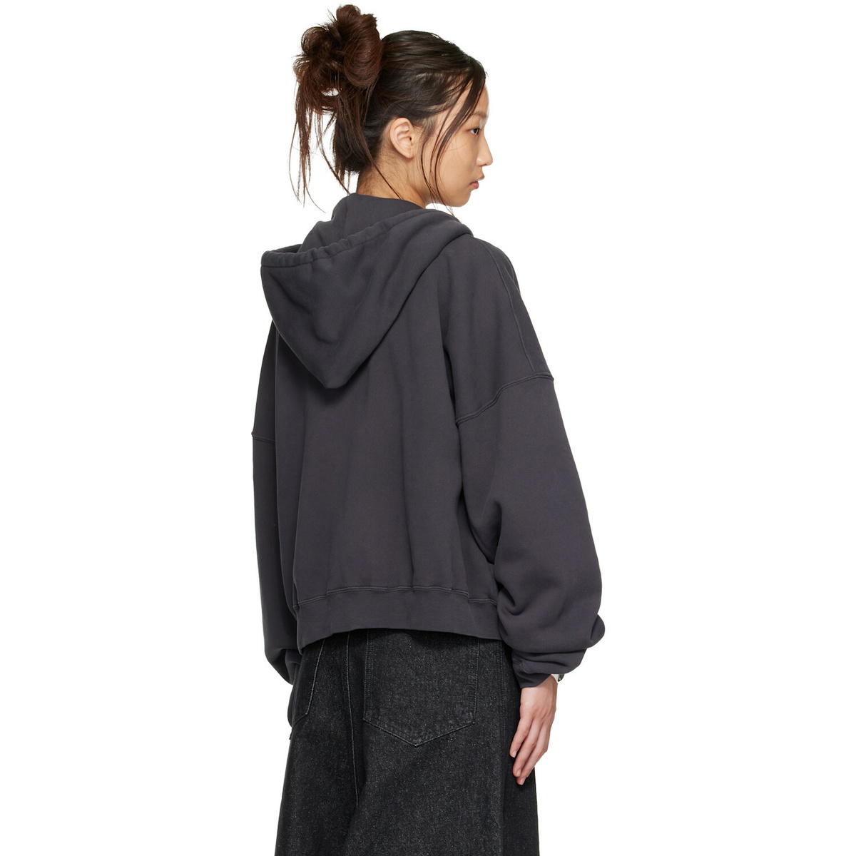 LU'U DAN Gray Washed Zip Hoodie