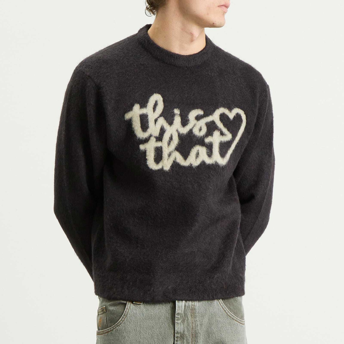 thisisneverthat Men's Heart Logo Knit Jumper in Dark Navy