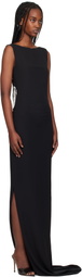 Mônot Black Georgette Maxi Dress