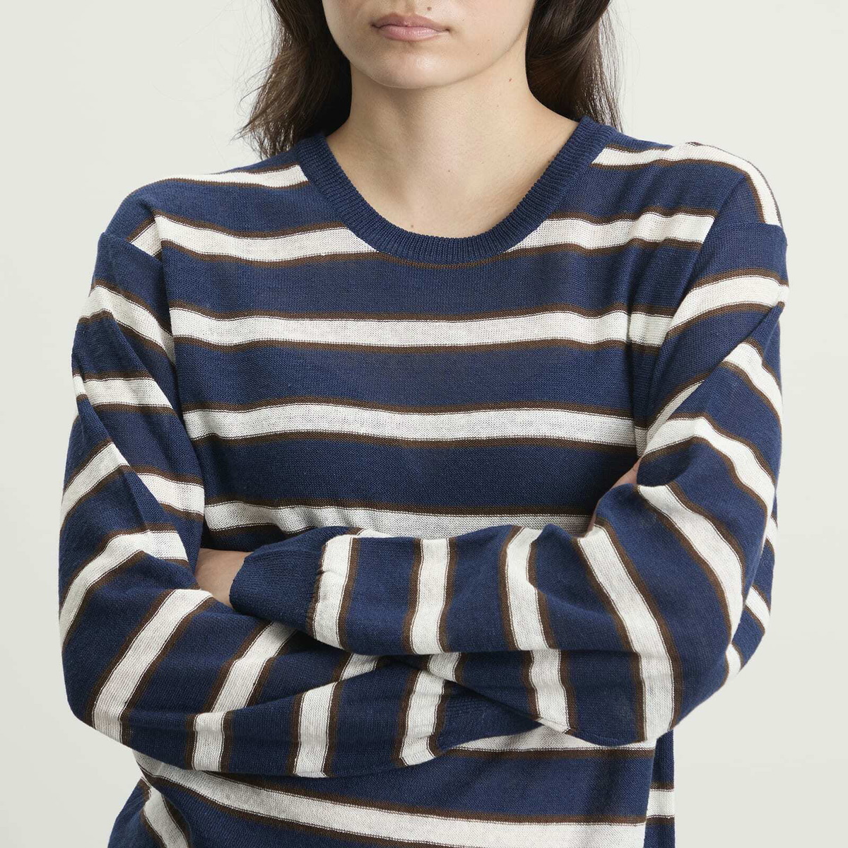 Nothing Written Women's Stripe Jumper in Dark Navy