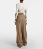 Loewe Pleated cotton and silk wide-leg pants