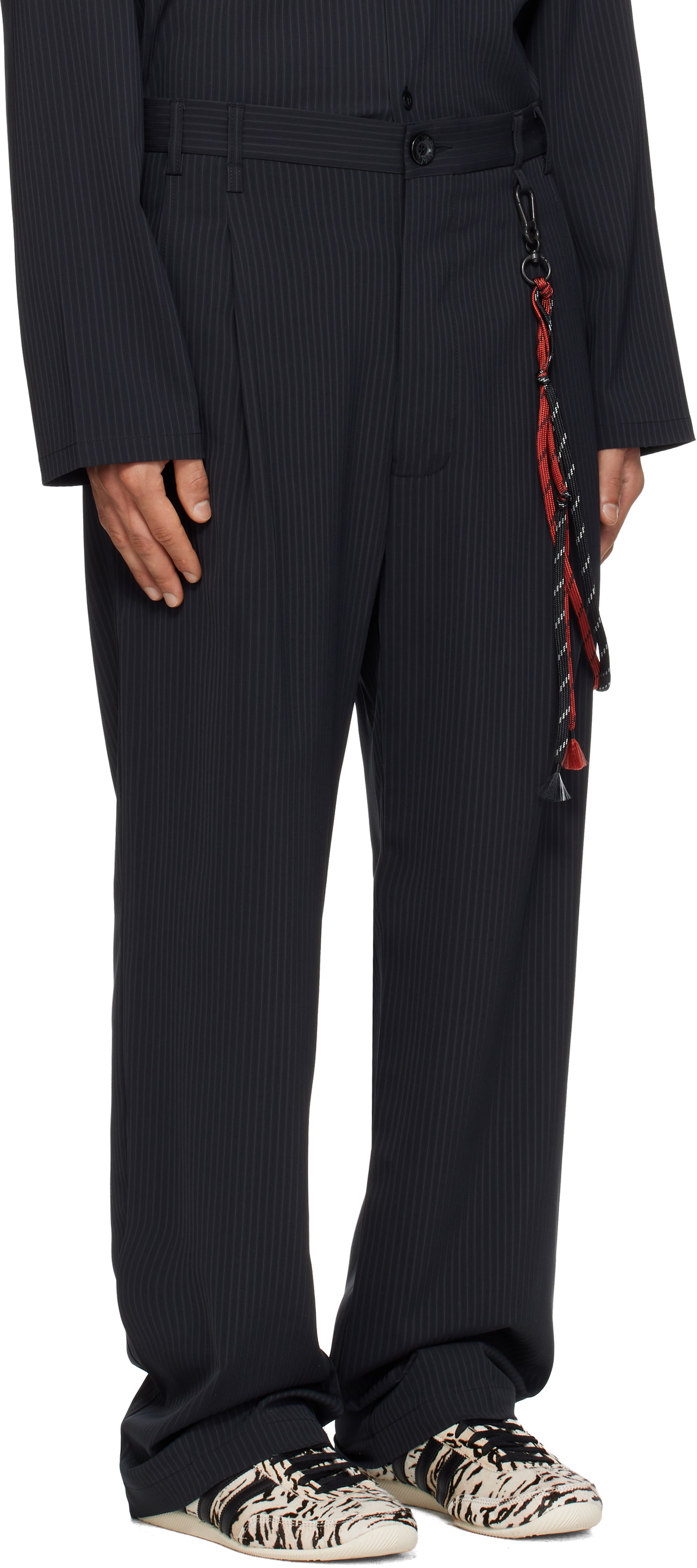 Song for the Mute Navy Loose Pleated Trousers