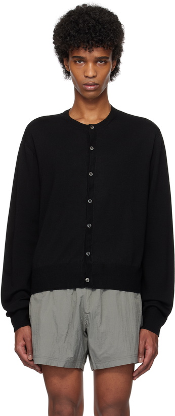 Photo: Tonywack Black Super Fine Wool Crewneck Cardigan