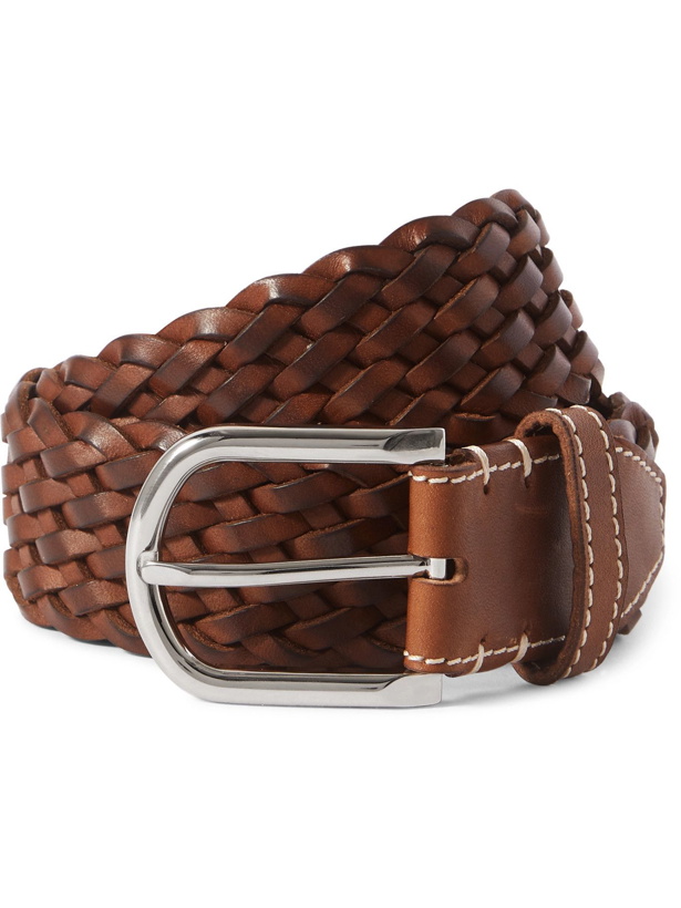 Photo: BRIONI - 4cm Woven Leather Belt - Brown
