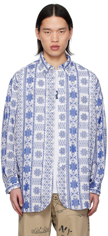 Photo: Engineered Garments Blue & White Embroidered Shirt