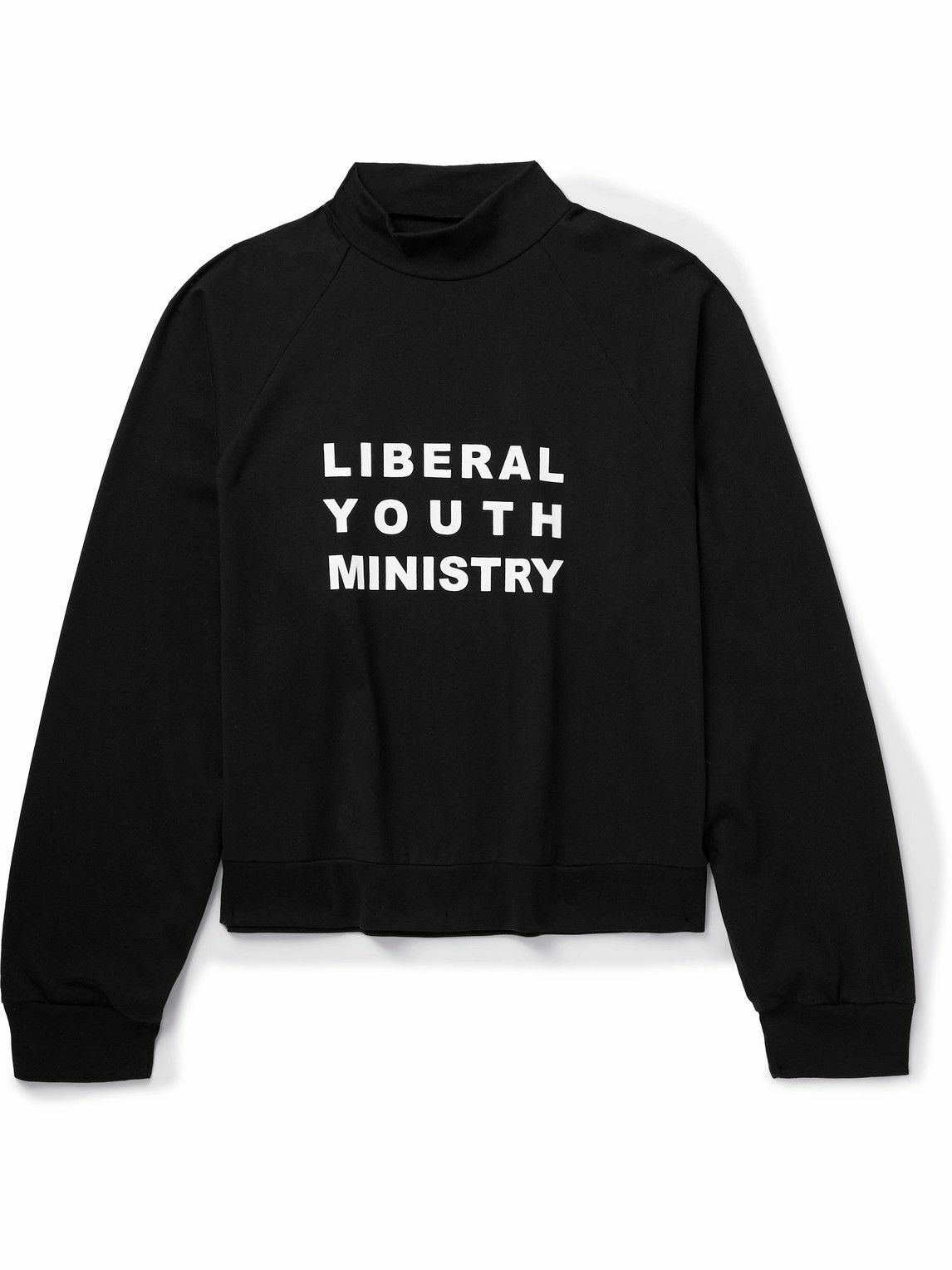 Photo: Liberal Youth Ministry - Printed Cotton-Jersey Turtleneck Sweatshirt - Black