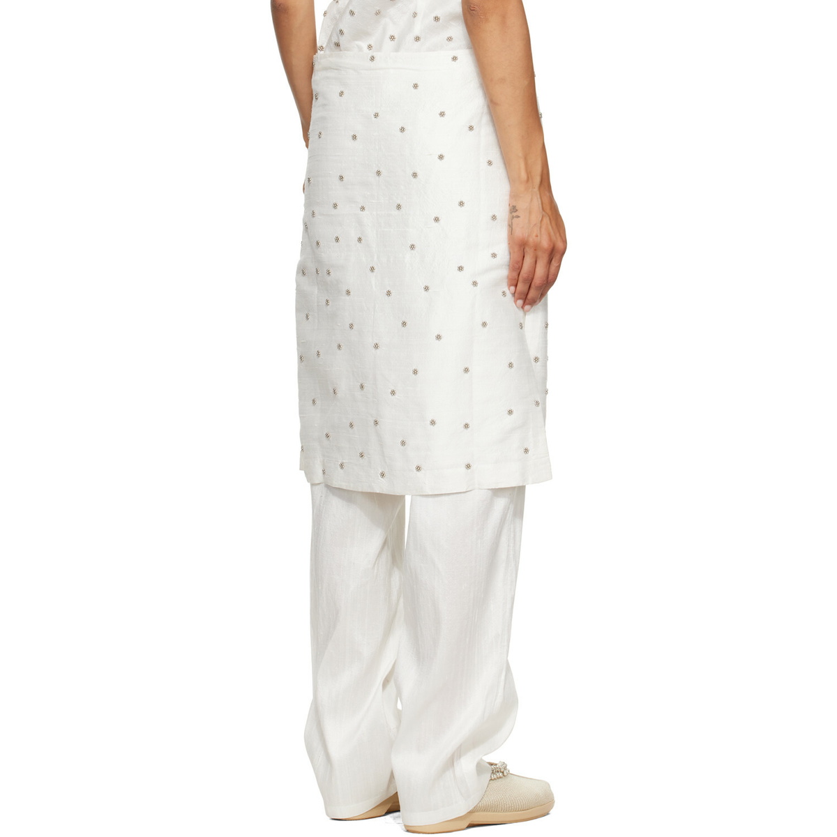 RESCHA SSENSE Exclusive White Agarra Embroidered Midi Skirt