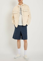 Moncler Wide-leg Cotton and Linen-blend Shorts Navy
