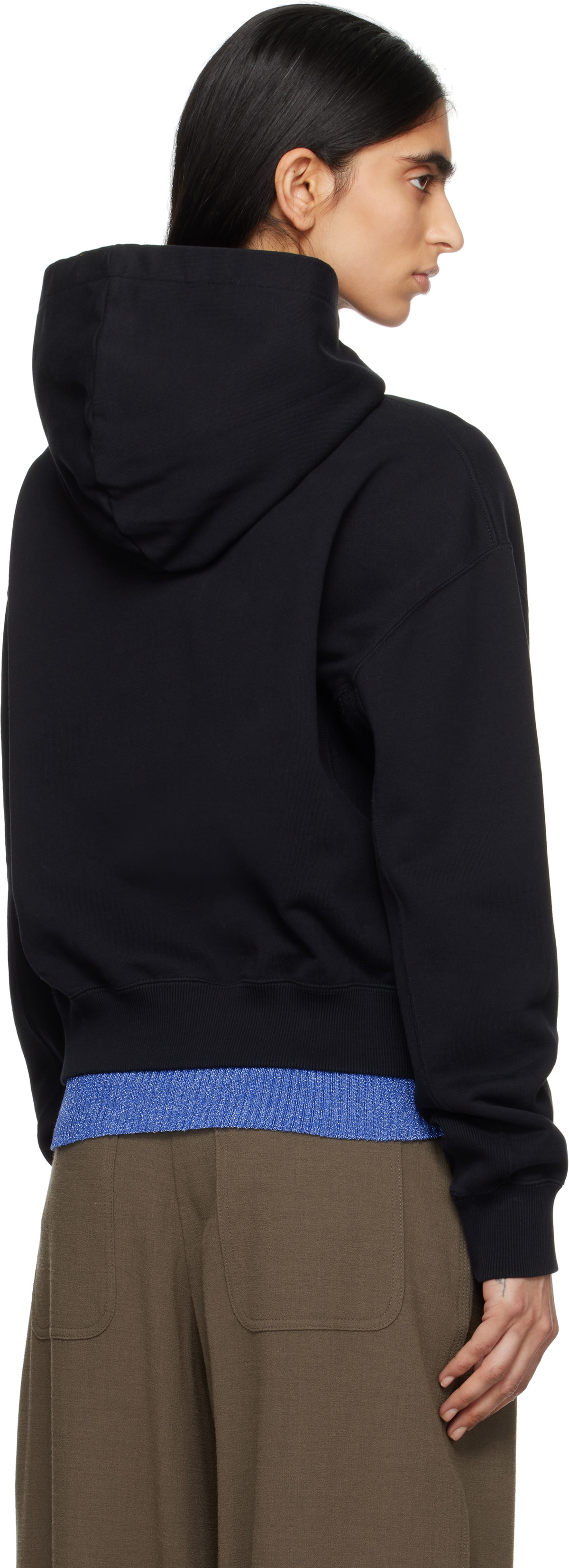 JW Anderson Black Anchor Logo Cropped Hoodie
