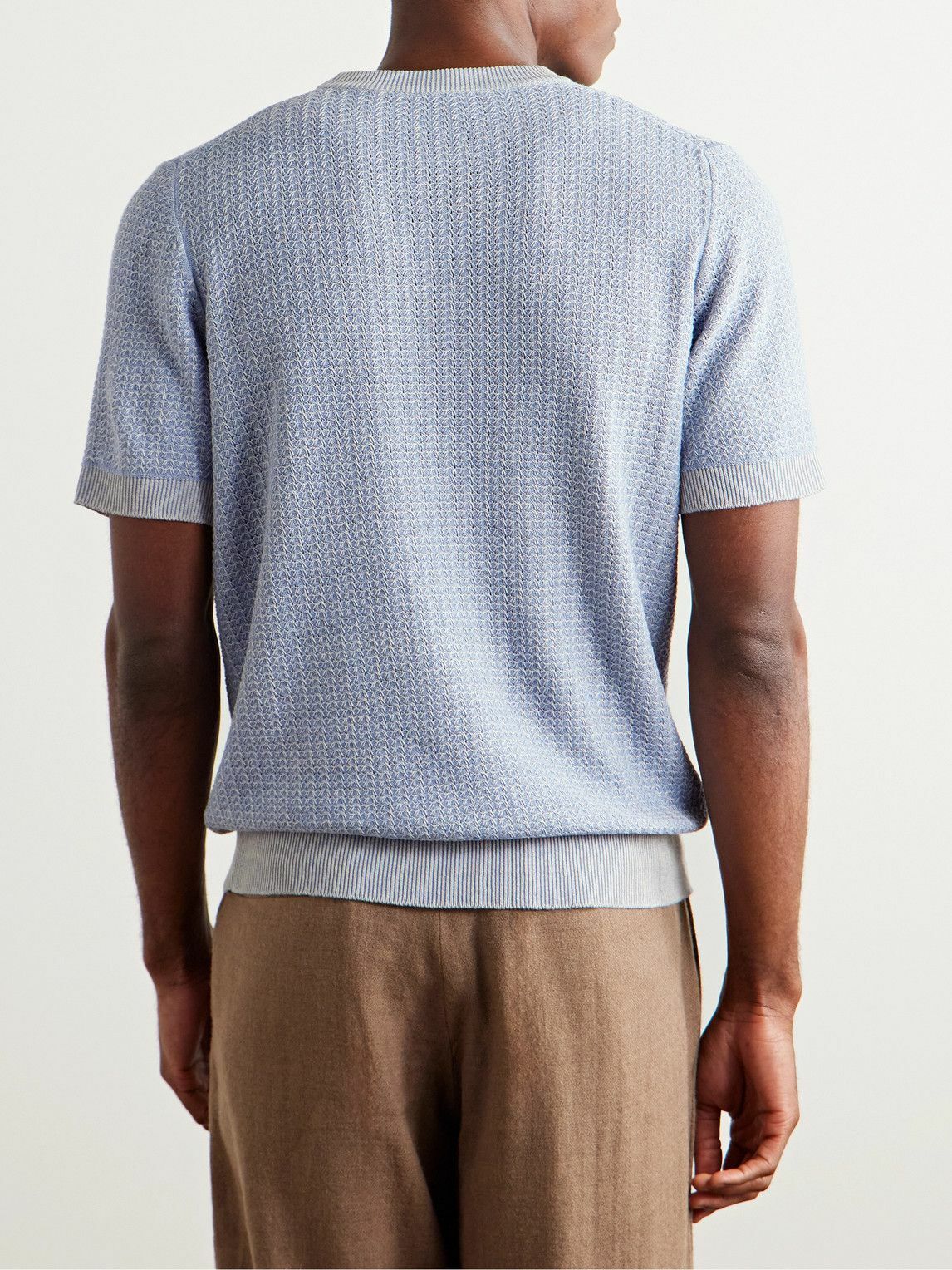 PIACENZA 1733 - Silk and Linen-Blend T-Shirt - Blue
