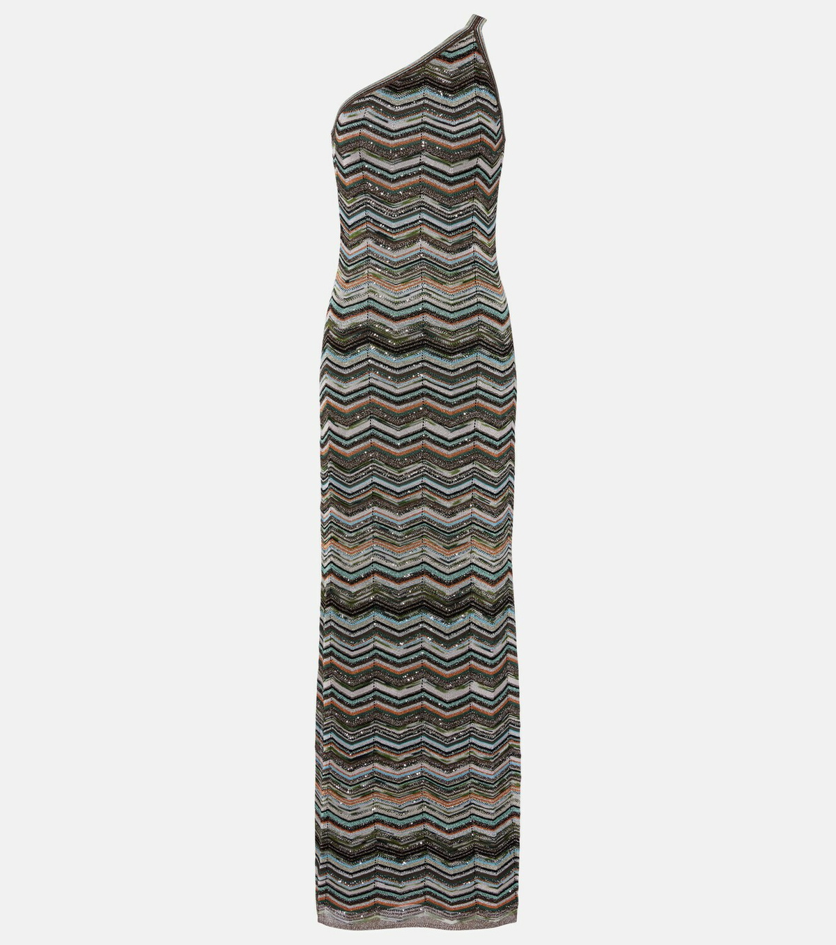 Missoni Zigzag one-shoulder lamé maxi dress
