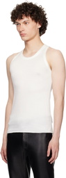 AARON ESH White Satin Trim Jersey Tank Top