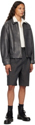 LE17SEPTEMBRE Gray Spread Collar Faux-Leather Jacket