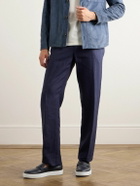 Manolo Blahnik - Ellis Textured-Leather Slip-On Sneakers - Blue