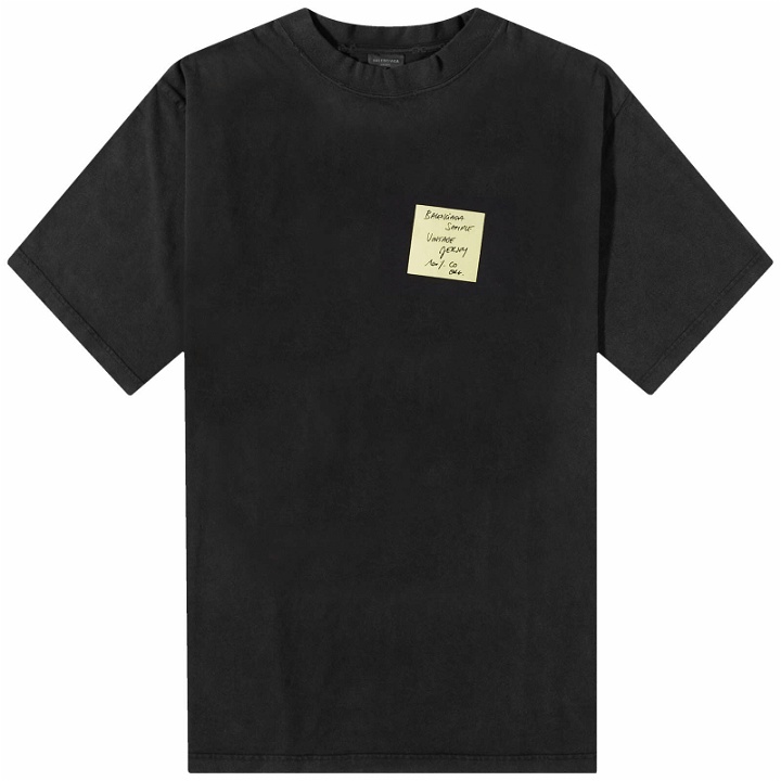 Photo: Balenciaga Men's Oversized Post It T-Shirt in Washed Black