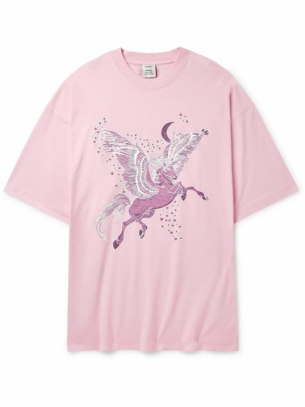 Photo: VETEMENTS - Flying Unicorn Oversized Printed Cotton-Jersey T-Shirt - Pink