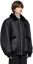 J6 Black Oversized Shearling Jacket