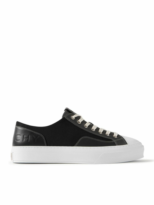 Photo: Givenchy - City Logo-Debossed Leather-Trimmed Canvas Sneakers - Black