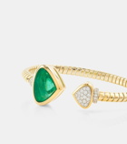 Marina B Trisolina 18kt gold cuff bracelet with diamonds and emerald
