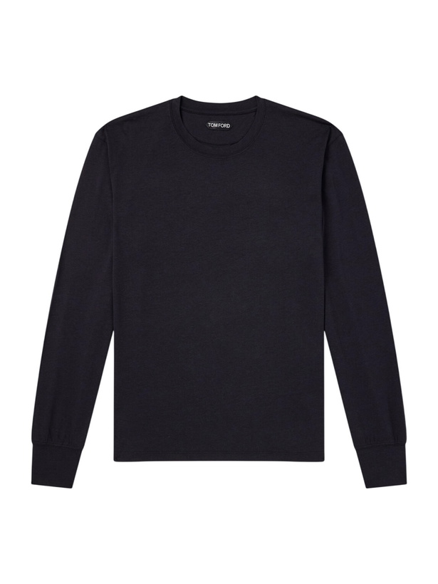 Photo: TOM FORD - Slim-Fit Lyocell and Cotton-Blend Jersey T-Shirt - Black