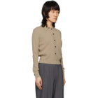 Eftychia Beige Rib Deep Polo Cardigan