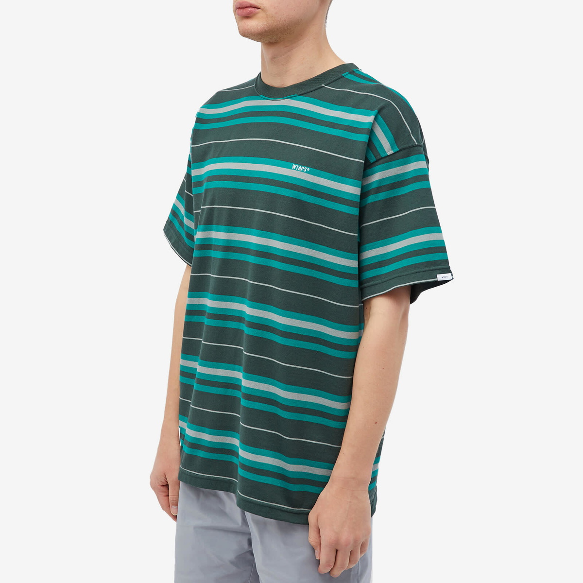 WTAPS Men's 6 Stripe T-Shirt in Green WTAPS WTAPS Men's 6 Stripe T-Shirt in Green WTAPS