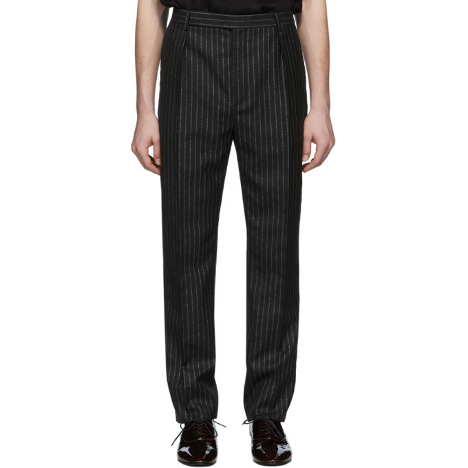 Photo: Saint Laurent Black and Silver Lame Trousers