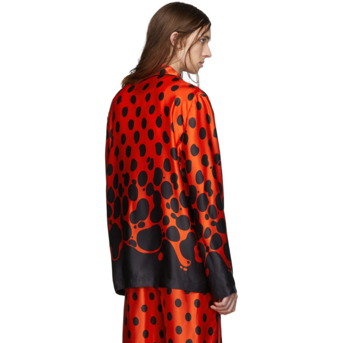 Palomo Spain Black and Red Silk Mercury Dot Pyjama Shirt