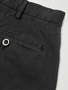 Incotex - Tapered Stretch-Cotton Twill Trousers - Black