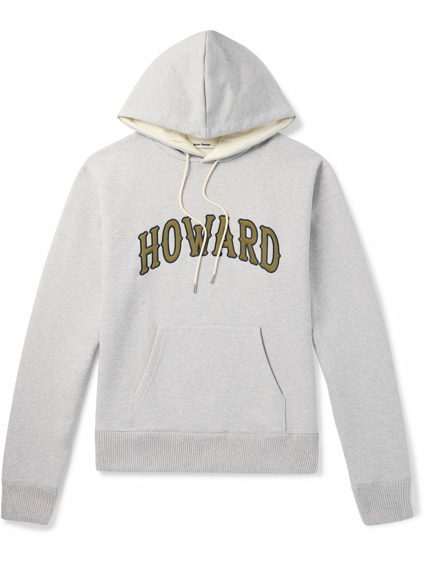 Photo: Wales Bonner - Howard Appliquéd Embroidered Cotton-Jersey Hoodie - Gray