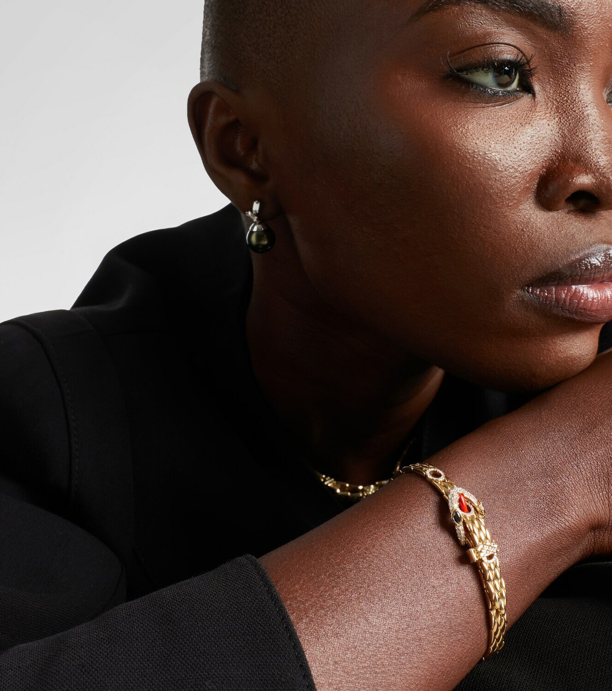 Yvonne Léon Python 9kt gold and enamel bracelet with diamonds