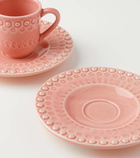 Bordallo Pinheiro Fantasia set of 4 espresso cups and saucers