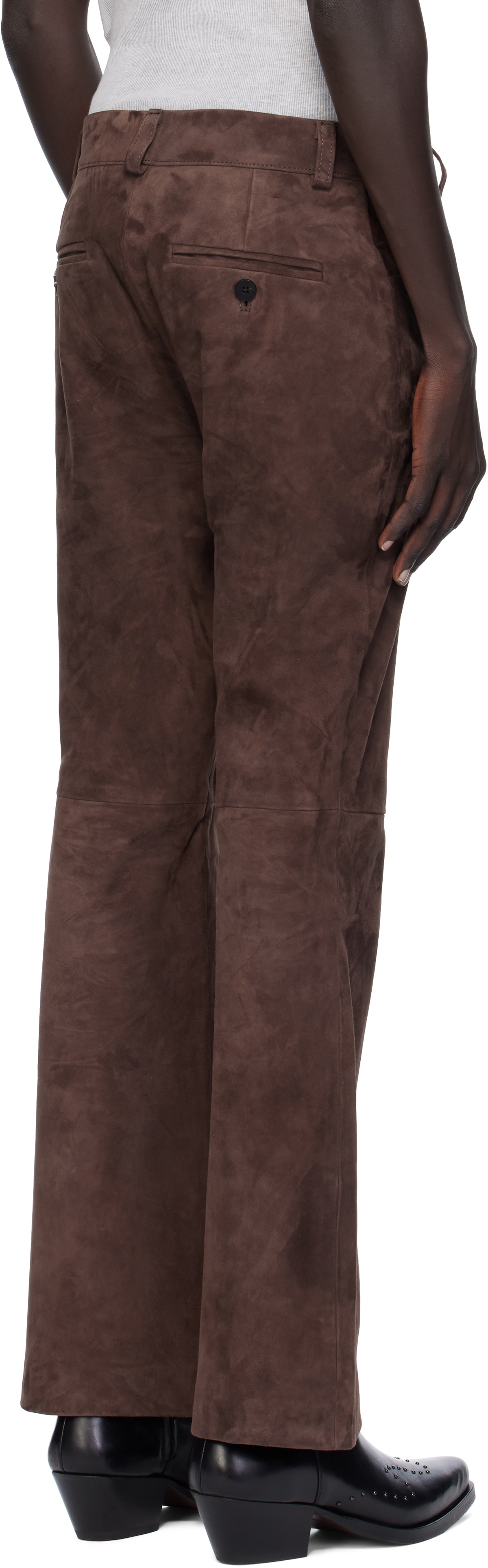 Ernest W. Baker Brown Flare Suede Trousers