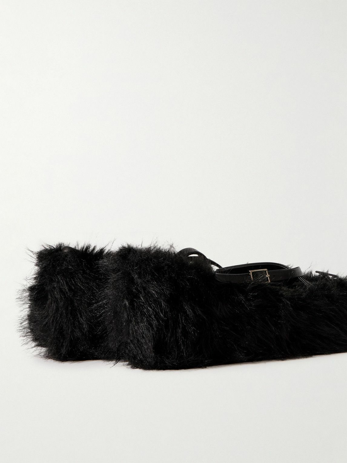 Simone Rocha - Leather-Trimmed Faux Fur Loafers - Black