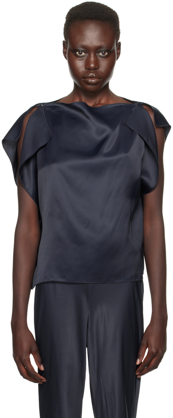 トップス Baserange clavo dress XS Baserange Clavo Dress in Blue Black | NONNA