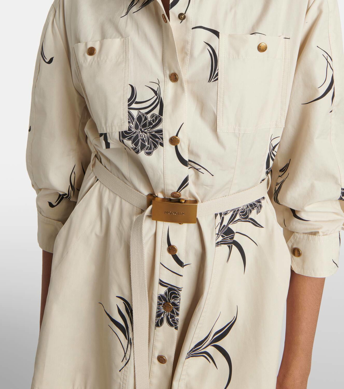 Moncler Floral cotton poplin shirt dress